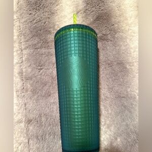 Starbucks Plastic Green Tumbler with Straw